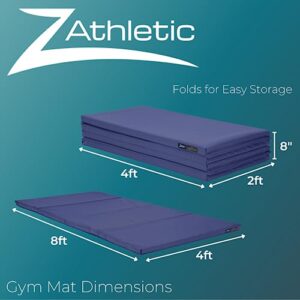 Z Athletic Folding Mat for Gymnastics and Tumbling, 4 Ft x 8 Ft x 2 In Blue