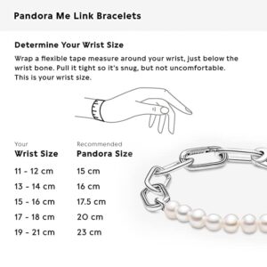 Pandora ME Sterling Silver Link Chain Bracelet With Freshwater Cultured Pearl For Medallion Charms, Size 17.5, No Box