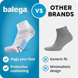 Balega Enduro Arch Support Performance Quarter Athletic Running Socks for Men and Women (1 Pair), White, Large