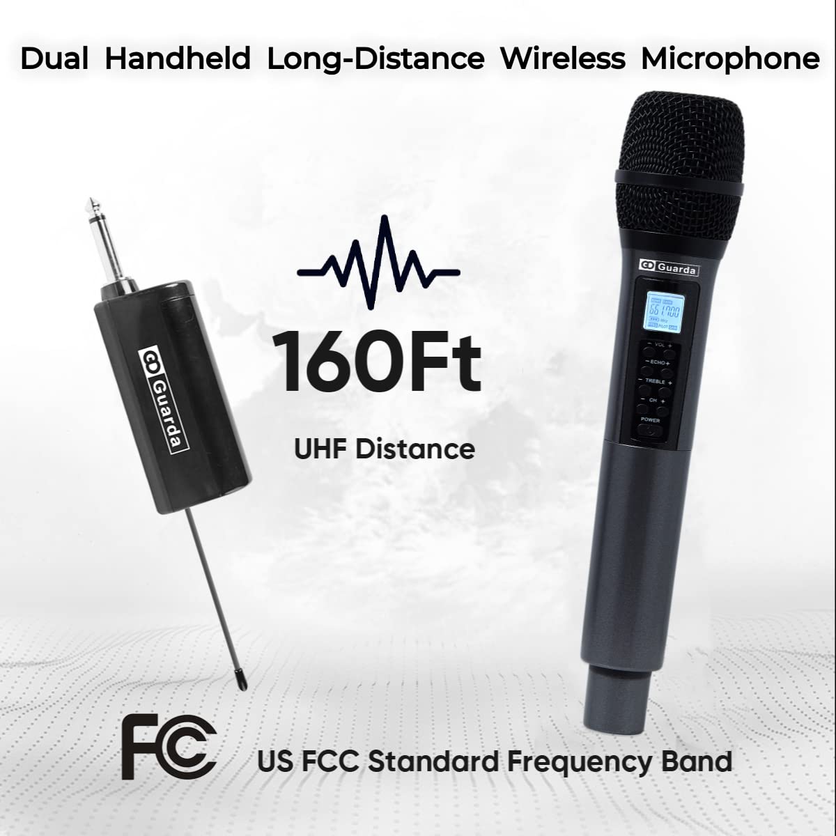 GD Guarda Wireless Microphone, US-88 Pro, MIC with Echo, Treble & Volume Control, UHF Handheld Dynamic Microphone with Rechargeable Receiver for Singing Karaoke Speech