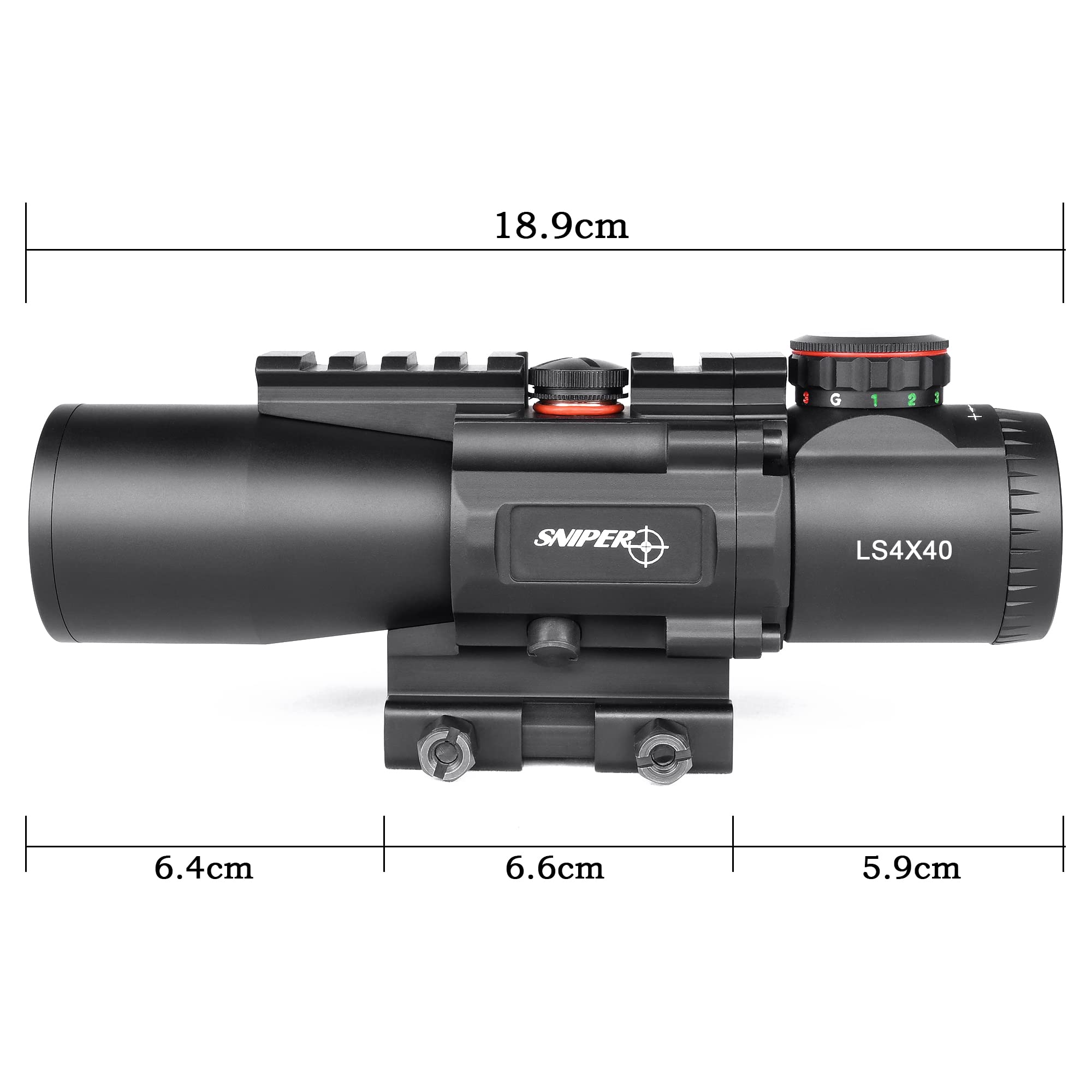 4x40mm Prism Scope GIII LS4X40 Red/Green/Blue Illuminated Reticle 4X Prism Scope (Chevron Reticle)