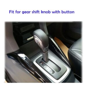 Black Leather Gear Shift Knob Cover for Ford Focus 2012 2013 2014 2015 2016/ Ford Fiesta 2014 2015 2016 / Ford Fusion S / Fusion SE 2013 2014 2015 2016 / Fusion Gear Shift Cover / Accessories for Ford