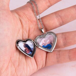 Custom Necklace Personalized Heart Locket Necklace That Holds Pictures Customized Add Your Photo Text for Women Kids Grandma Mothers or Lover Present