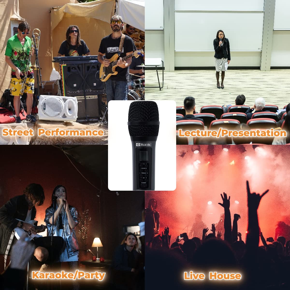 GD Guarda Wireless Microphone, US-88 Pro, MIC with Echo, Treble & Volume Control, UHF Handheld Dynamic Microphone with Rechargeable Receiver for Singing Karaoke Speech