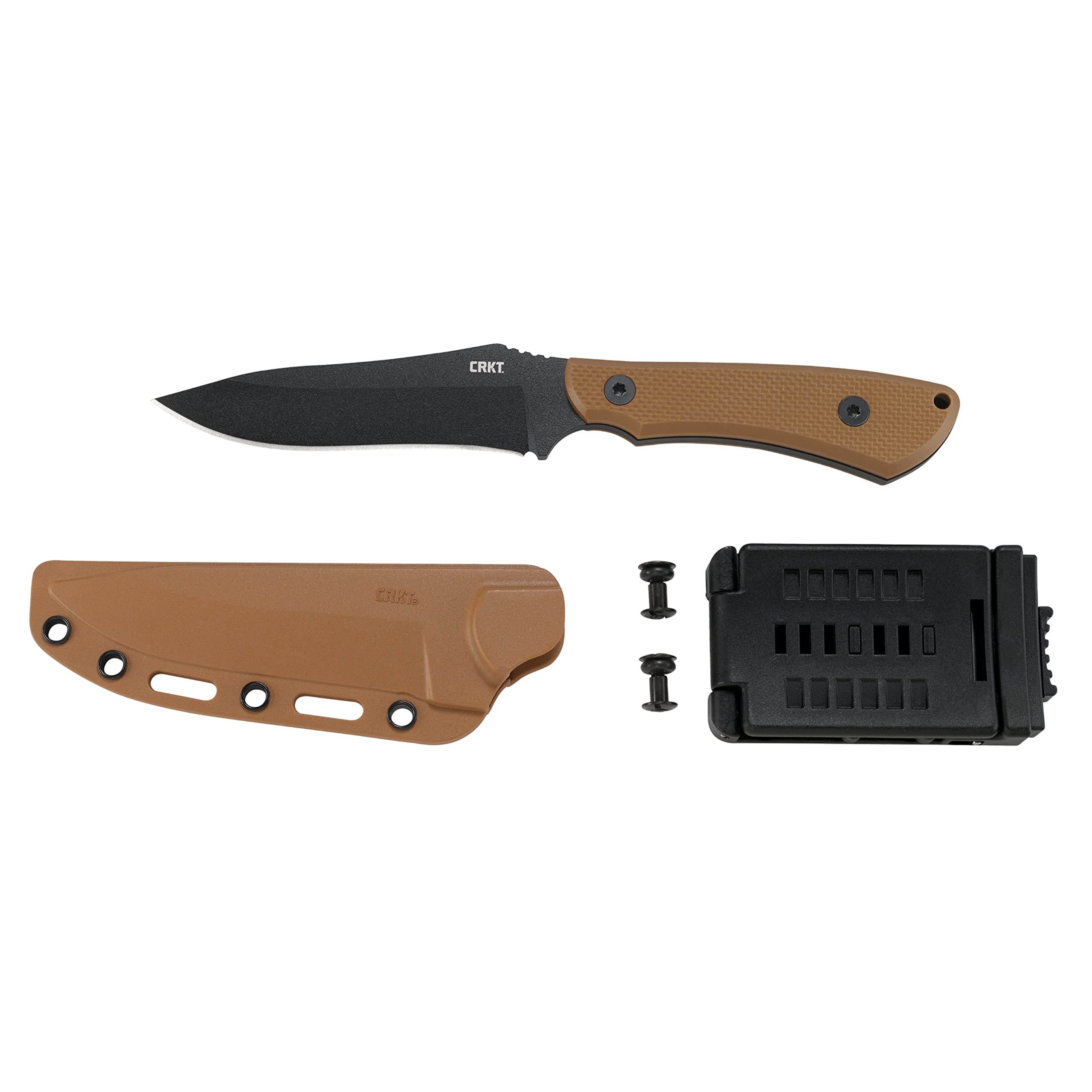 CRKT Ramadi Fixed Blade Knife with Sheath: Heavy Duty Powder Coated SK-5 Carbon Black Blade/G10 handle/2083