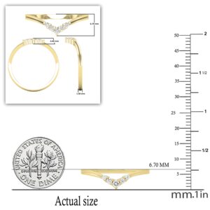 Dazzlingrock Collection 0.13 Carat (ctw) Round White Diamond Five Stone V Shaped Chevron Wedding Stackable Band | 10K Yellow Gold, Size 7.5