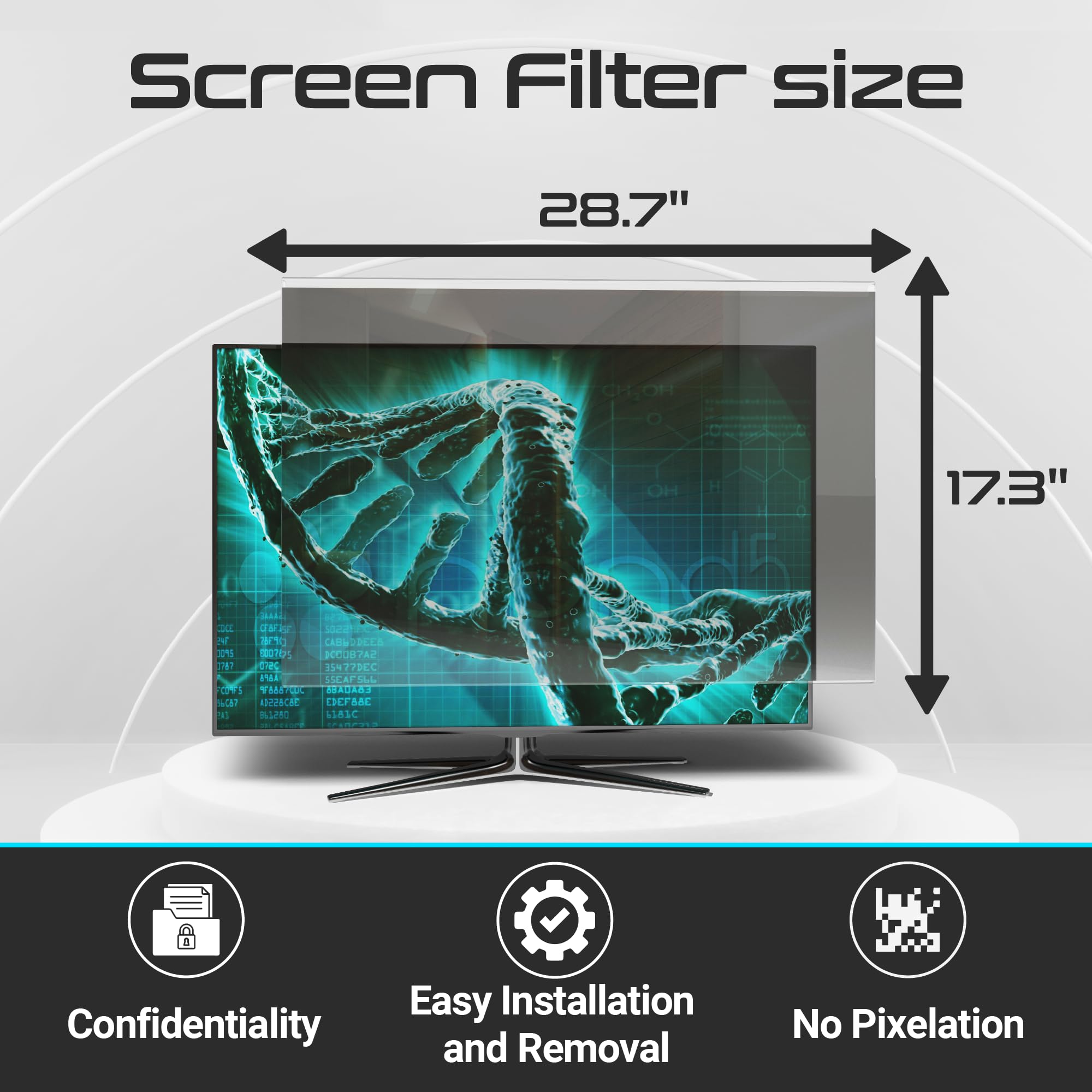 EZ-Pro Screen Protector Privacy Screen Panel for 32 inches (Screen Measured Diagonally) Computer Monitor, Anti Blue Light and Easy Installation, Screen Panel Size 17.3" Height x 28.7" Width