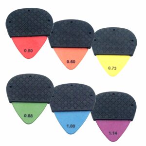 Delrin Guitar Pick with Removable Dynamic Knurl Rubber Grip 6 Piece Assortment Pack