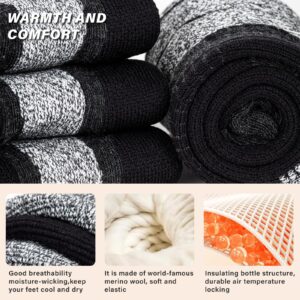 Merino Wool Ski Socks for Mens Womens Knee High Thermal Snowboarding Socks for Cold Weather