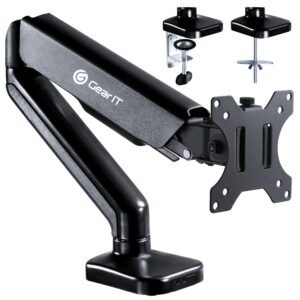 GEARit Single Monitor Mount (Up to 32 Inch, 19.8 lbs) Desk Stand Mount for LCD LED Monitor, Fully Adjustable Articulating Gas Spring Arm with Quick Release (Tilt, Swivel, Rotate) Vesa 75 100