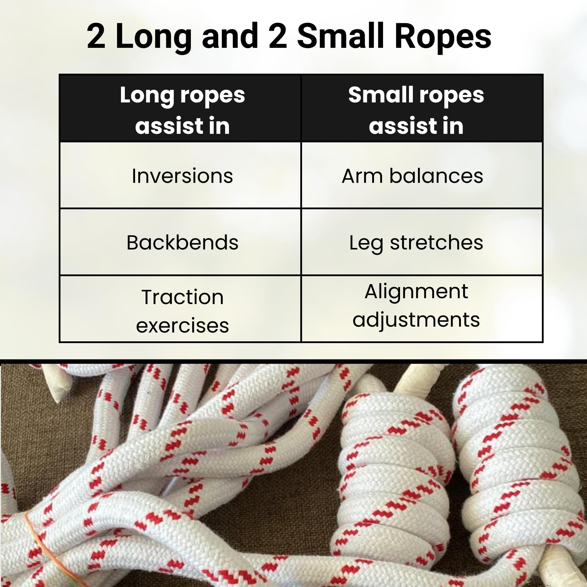 YOGA-NATION Iyengar yoga wall ropes(2 long & 2 small ropes)