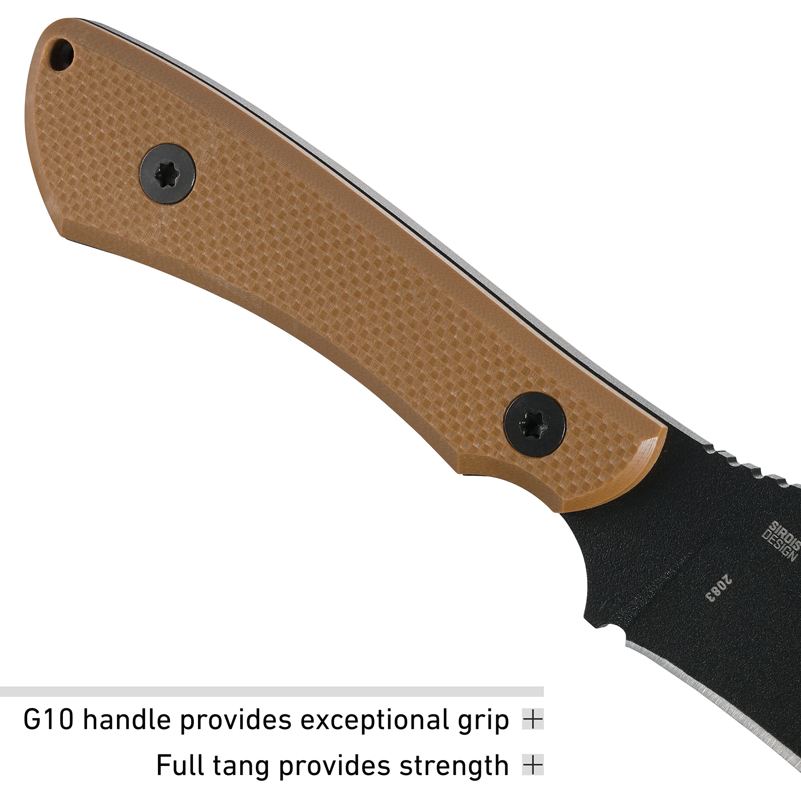 CRKT Ramadi Fixed Blade Knife with Sheath: Heavy Duty Powder Coated SK-5 Carbon Black Blade/G10 handle/2083