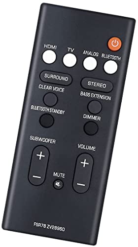 Replacement Remote Control FSR78 ZV28960 for Yamaha YAS-207 YAS207 YAS-1080 YAS-108 YAS-107 YAS107 YAS-106 YAS106 ATS-2090 ATS-1080 ATS-1070 ATS-1060 Home Audio Speaker System