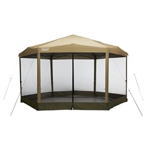 coleman back home screen canopy tent with instant setup, outdoor gazebo for bug-free lounging, shelter fits over picnic tables for parties, events, tailgating, picnics, & more