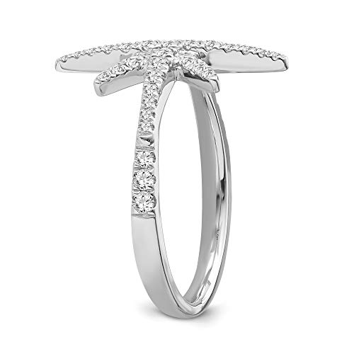 ARAIYA FINE JEWELRY 10K White Gold Diamond North Star Band Ring (3/8 cttw, I-J Color, I2-I3 Clarity), Size 7.5