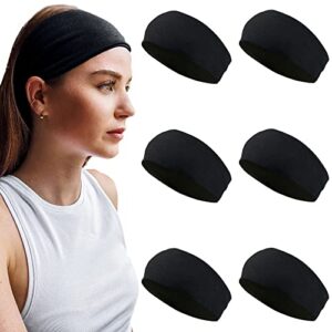 Styla Hair Solid Headband for All Hair Types – 6 Pack Wide Headbands for Women in Soft Stretch Fabric for All Day Wear – Trendy & Stylish Headbands for Women's Hair (Black)