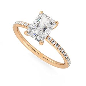 CUSTOMIZE JEWELS 1.50 Carat- 8x6 MM Radiant Cut Solitaire Moissanite Engagement Ring In 14k Gold with Accent Stone For Women,D-VVS1 (14k White Gold, 5.5)