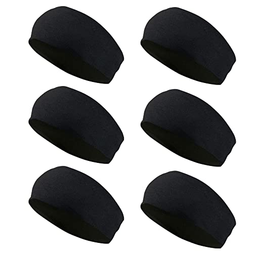 Styla Hair Solid Headband for All Hair Types – 6 Pack Wide Headbands for Women in Soft Stretch Fabric for All Day Wear – Trendy & Stylish Headbands for Women's Hair (Black)