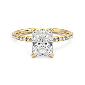 CUSTOMIZE JEWELS 6.50 Carat- 12x10 MM Radiant Cut Solitaire Moissanite Engagement Ring In 14k Gold with Accent Stone For Women,D-VVS1 (14k Rose Gold, 5.5)