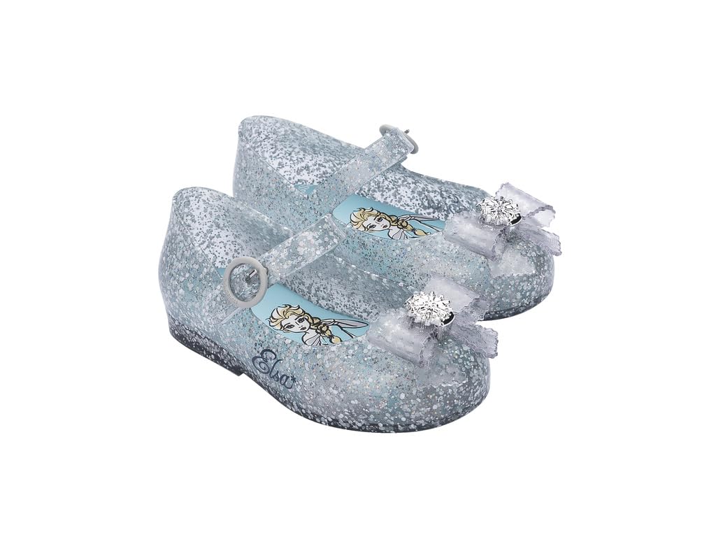 mini melissa Sweet Love + Disney Princess Mary Jane Flats for Babies, Elsa, 8