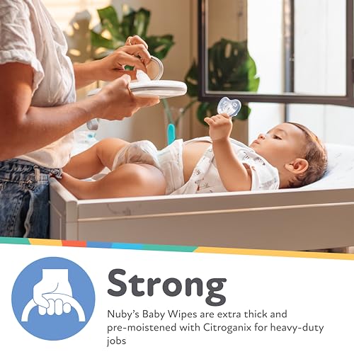 Nuby's Soothing Ultra Premium Baby Wipes Naturally Inspired with Chamomile, Aloe, and Citroganix, Fragrance Free, Extra Thick, 512 Count