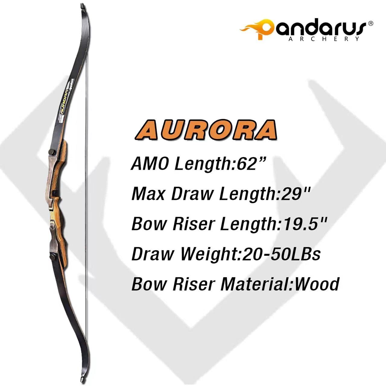 PANDARUS Wooden Takedown Recurve Bow 62" Right Handed for Outdoor Training Practice Recurve Bow for Adult & Youth Beginner (35lbs, Right Handed Pro)