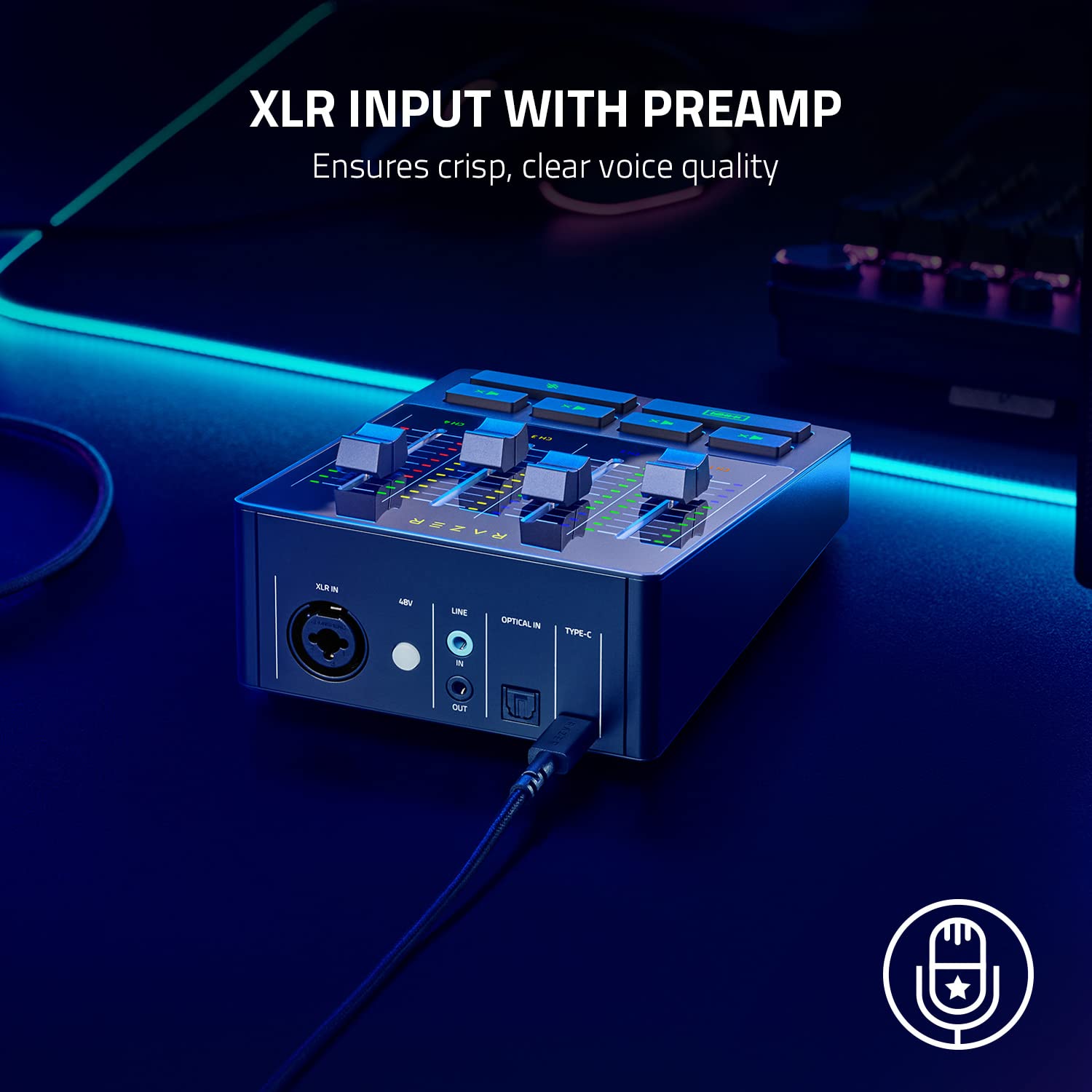 Razer Audio Mixer: All-in-One Streaming/Broadcasting Mixer - 4-Channel Design - XLR Preamp - Built-in Voice Settings & Audio Processing - USB Connectivity - Plug & Play - Chroma RGB