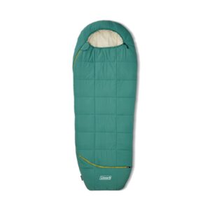 coleman big bay mummy sleeping bag, cool-weather 0°f/20°f/40°f camping sleeping bag for adults with foot ventilation and compression stuff sack, big & tall