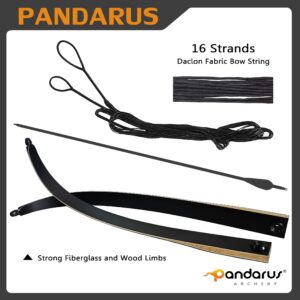 PANDARUS Wooden Takedown Recurve Bow 62" Right Handed for Outdoor Training Practice Recurve Bow for Adult & Youth Beginner (35lbs, Right Handed Pro)