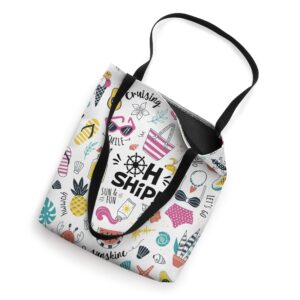 Oh Ship! Cruise Doodle art, Beach Matching Cruise Tote Bag