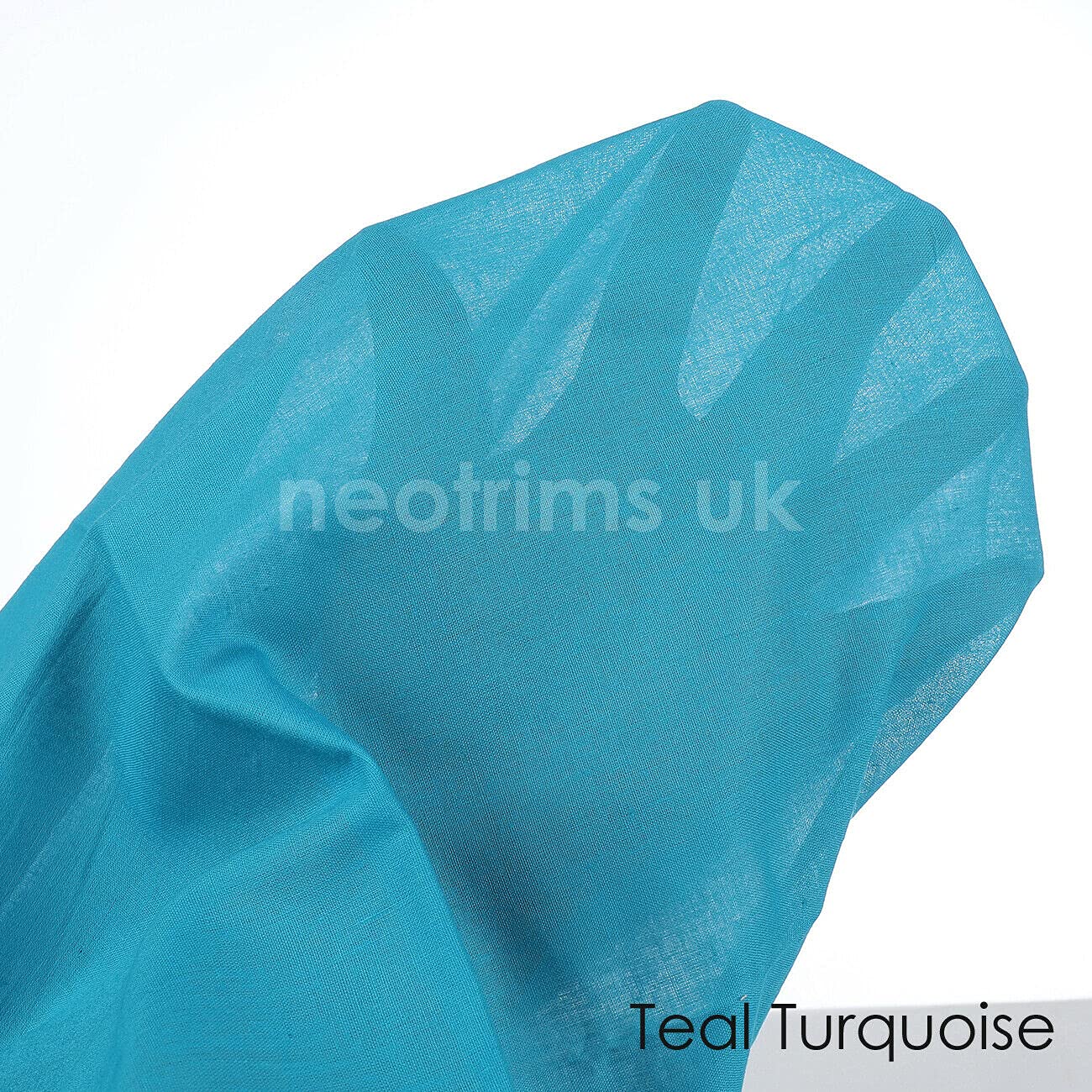 Voile Lawn Fabric, 100% Cotton, Superior Luxury Handle Sheer Gauze Material. Finest Muslin, 17 Colors. Dressmaking, Curtain,Crafts,Face Masks. Neotrims UK. Teal Turquoise, 1 Meters