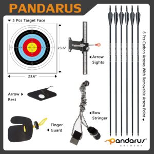 PANDARUS Wooden Takedown Recurve Bow 62" Right Handed for Outdoor Training Practice Recurve Bow for Adult & Youth Beginner (35lbs, Right Handed Pro)