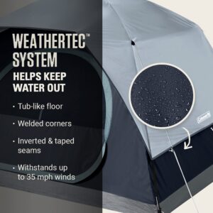 Coleman Skydome Camping Tent with LED Lights, Weatherproof 4/8 Person Family Tent Includes Pre-Attached Poles, Rainfly, Carry Bag, Ventilation and LED Lighting System, Sets Up in 5 Minutes