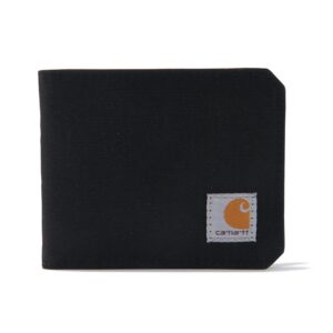 carhartt men's bifold and passcase, durable billfold wallets, available in leather and canvas styles, nylon duck (black), one size