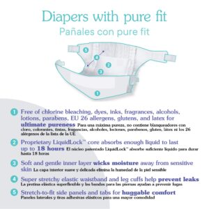 PurePail Disposable Diapers — Size 2 — 12-18 lbs — Chemical Free for Sensitive Skin — Unscented — Just Pure Fit — 184 Count