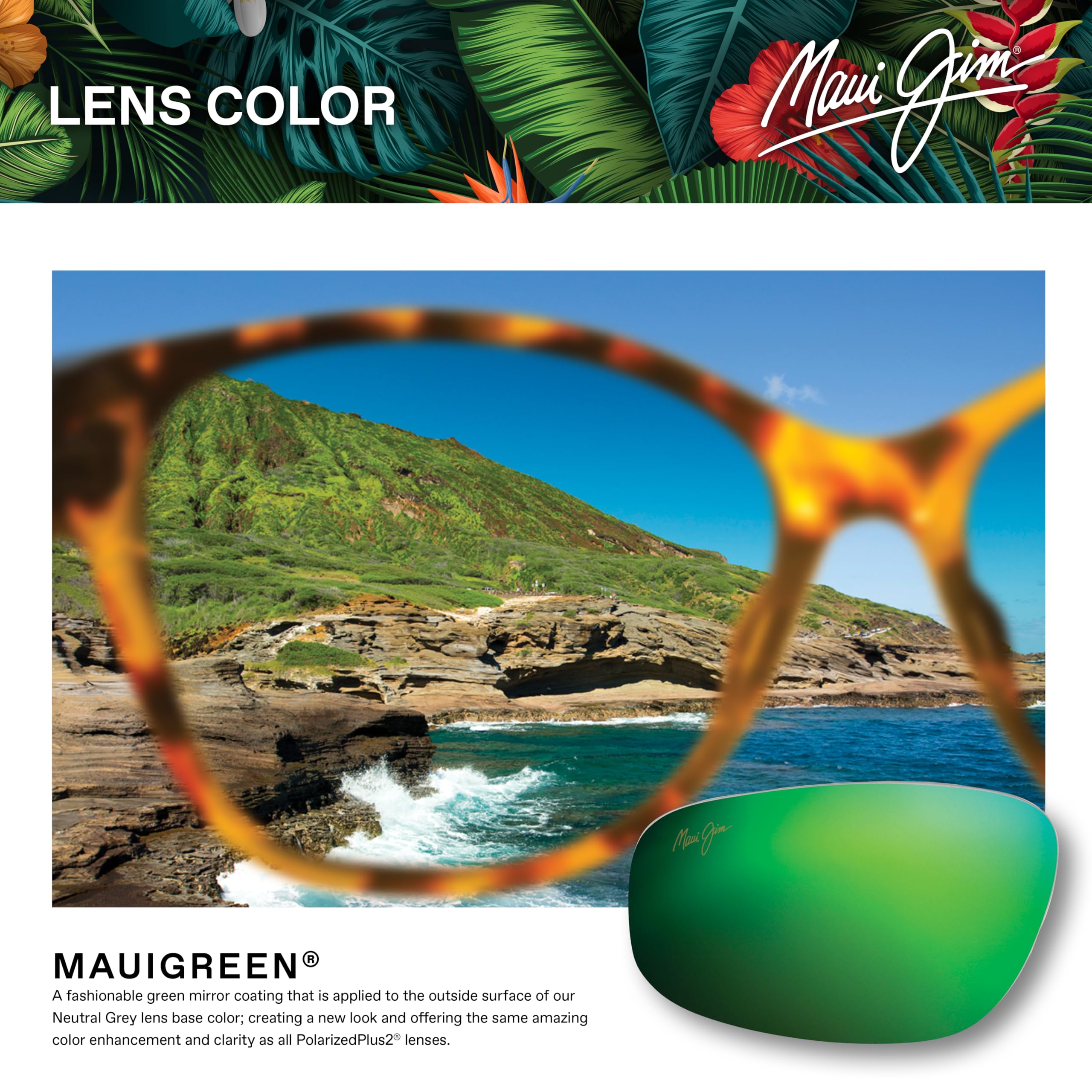 Maui Jim Men's and Women's Equator Polarized Wrap Sunglasses, Matte Black w/Olive Int/MAUIGreen®, Large