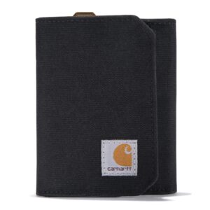 carhartt men's casual trifold wallets, nylon duck (black), one size