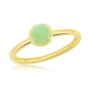 Beaux Bijoux 5mm Round Natural Jade Stone Solitaire Ring 14K Gold Plated Sterling Silver Jewelry for Women or Teens-7