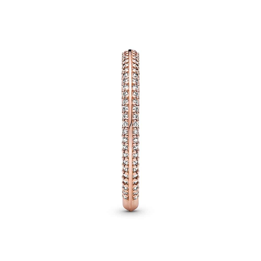 Pandora ME Pavé Ring - Rose Gold Ring for Women - Layering or Stackable Ring - Gift for Her - 14k Rose Gold-Plated Rose with Cubic Zirconia - Size 5