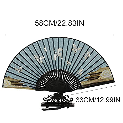 BICCQ Hand Held Folding Fan Chinese Craftsmanship Men's and Women's Accessories Gifts(Flying Crane Pattern) (Color : C)