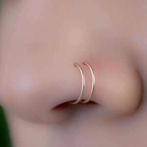 Vitaltyextracts Spiral Nose Ring Hoop For Women - 14K Gold Plated 20 Gauge Double Nose Piercings 6mm 8mm 10mm Nose Piercing kit