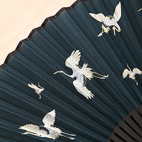 BICCQ Hand Held Folding Fan Chinese Craftsmanship Men's and Women's Accessories Gifts(Flying Crane Pattern) (Color : C)