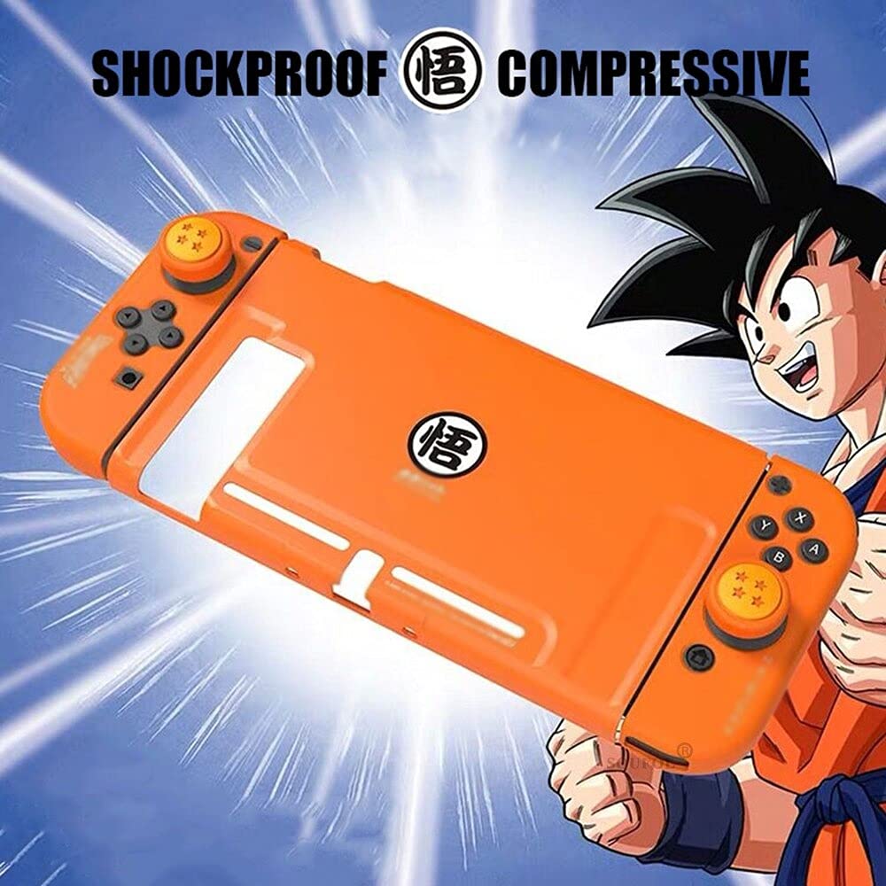 ADYF The Case Anime for Nintendo Switch Anime DBZ Son Goku Hard PC Case Shell for Nintend Switch Game Console Orange Soft Joycon Cover for NS Switch Accessories