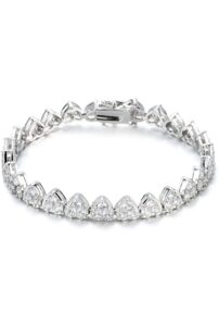 adirfine 18k gold plated cubic zirconia heart tennis bracelet