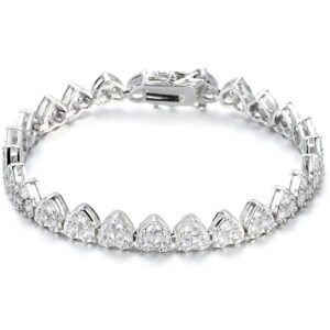 ADIRFINE 18K Gold Plated Cubic Zirconia Heart Tennis Bracelet