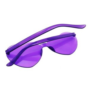 JFTOWN 12 Pairs Heart Shape Rimless Valentines Sunglasses Candy Color Frameless One Piece Love Glasses for Women Party Favor (Purple)