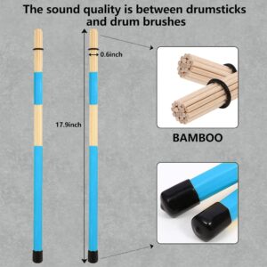 Drum brush Kit,1pair Cahon Metal Wire Brushes and 1pair Jazz Nylon Brushes,1pair Percussion Bamboo Tie Rods,1pair Birch Multi-Rod Bundle Sticks,with Black Drumstick Bag,hold up to 4Pairs of Drumsticks