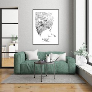 Eleville 18X24 Unframed Hampton Virginia City View Abstract Road Modern Map Art Print Poster Wall Office Home Decor Minimalist Line Art Hometown Housewarming wgn630