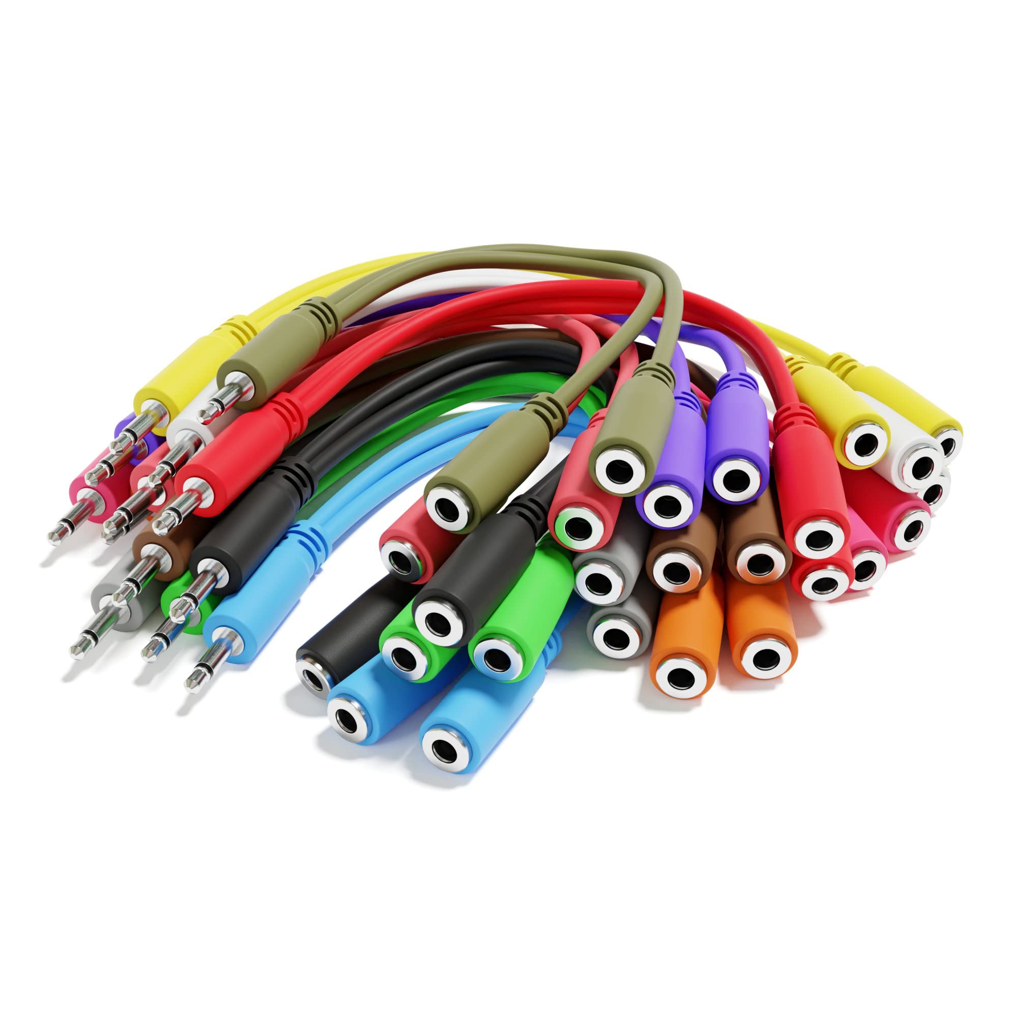 ExcelValley - Mono Splitter Y Patch Cables - TS 3.5mm 1/8" Eurorack Synth Synthesizer [6A-Pack]