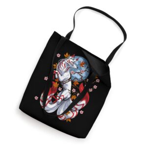 Kitsune Fox Japanese Nine Tailed Fox Cherry Blossom Flowers Tote Bag